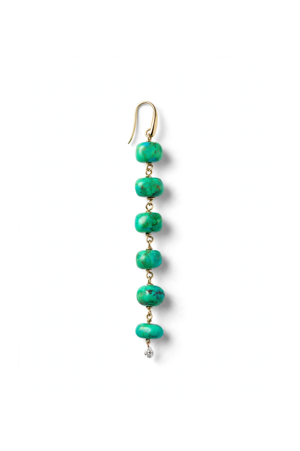 Pendente di turchese verde in Oro Giallo con goccia di Diamante