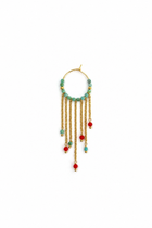 Orecchino Gypsy in Argento con perline di corallo e turchese