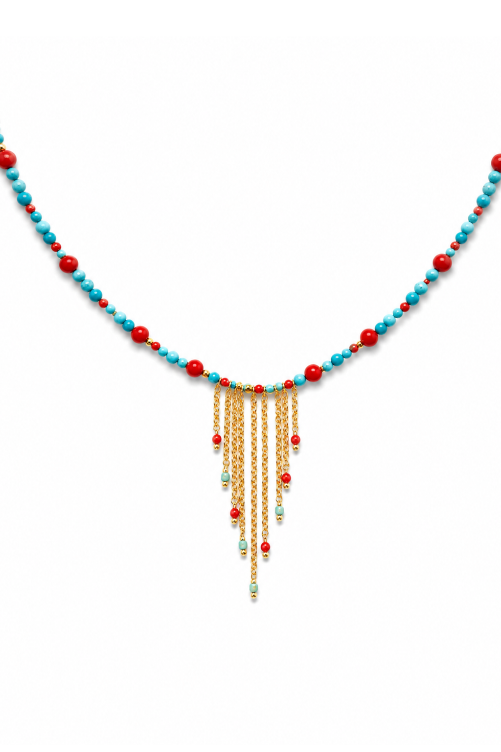 Collana Gypsy in Argento con turchese e corallo