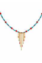 Collana Gypsy in Argento con turchese e corallo