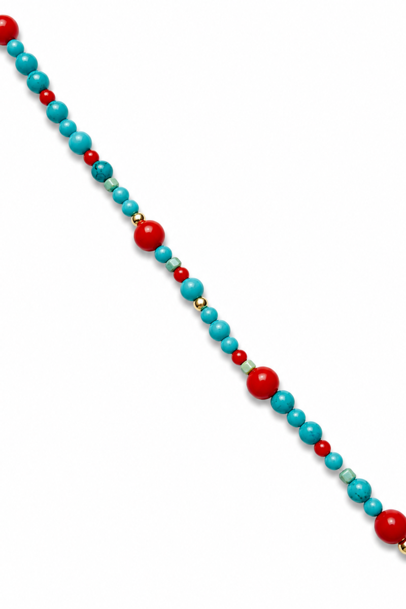 Collana Gypsy in Argento con turchese e corallo