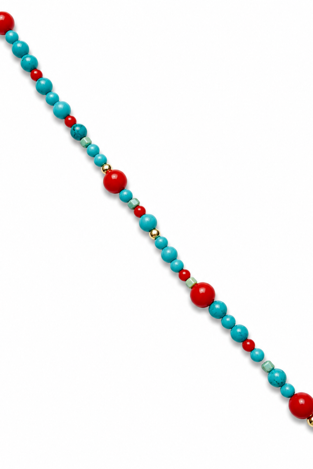 Collana Gypsy in Oro Giallo con turchese e corallo