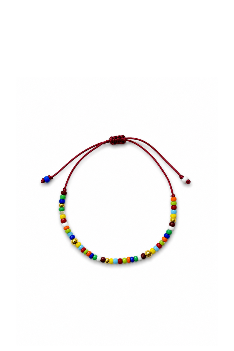 Bracciale dell'Amicizia con perline di vetro e Oro Giallo