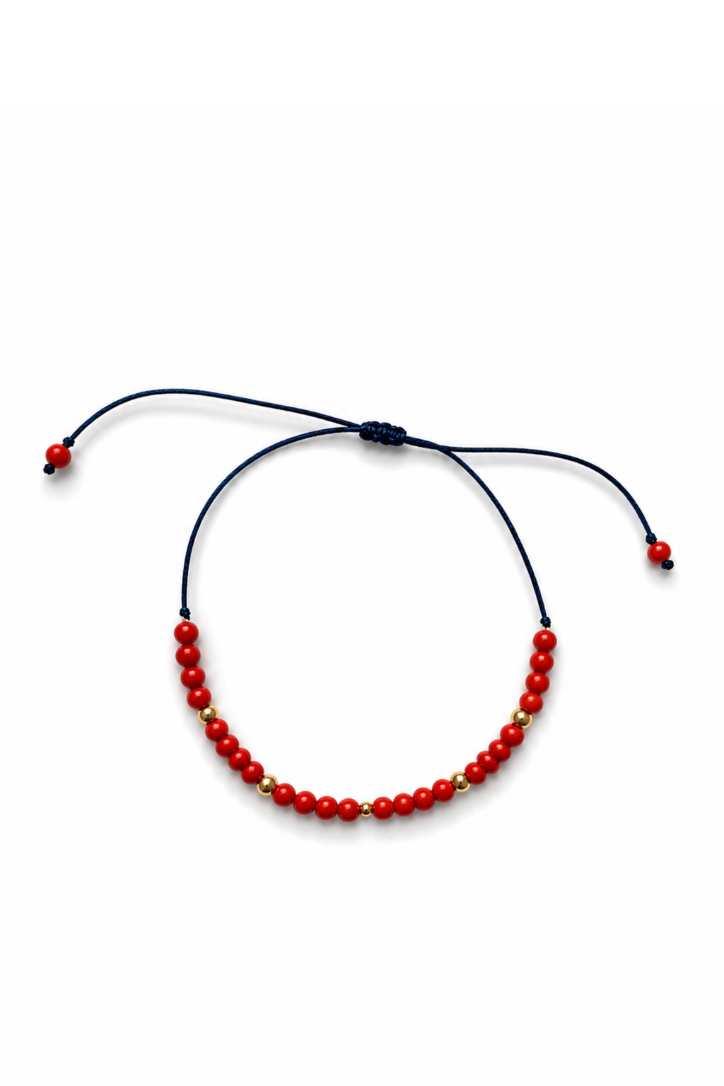 Saint Tropez bracelet with coral beads and yellow gold