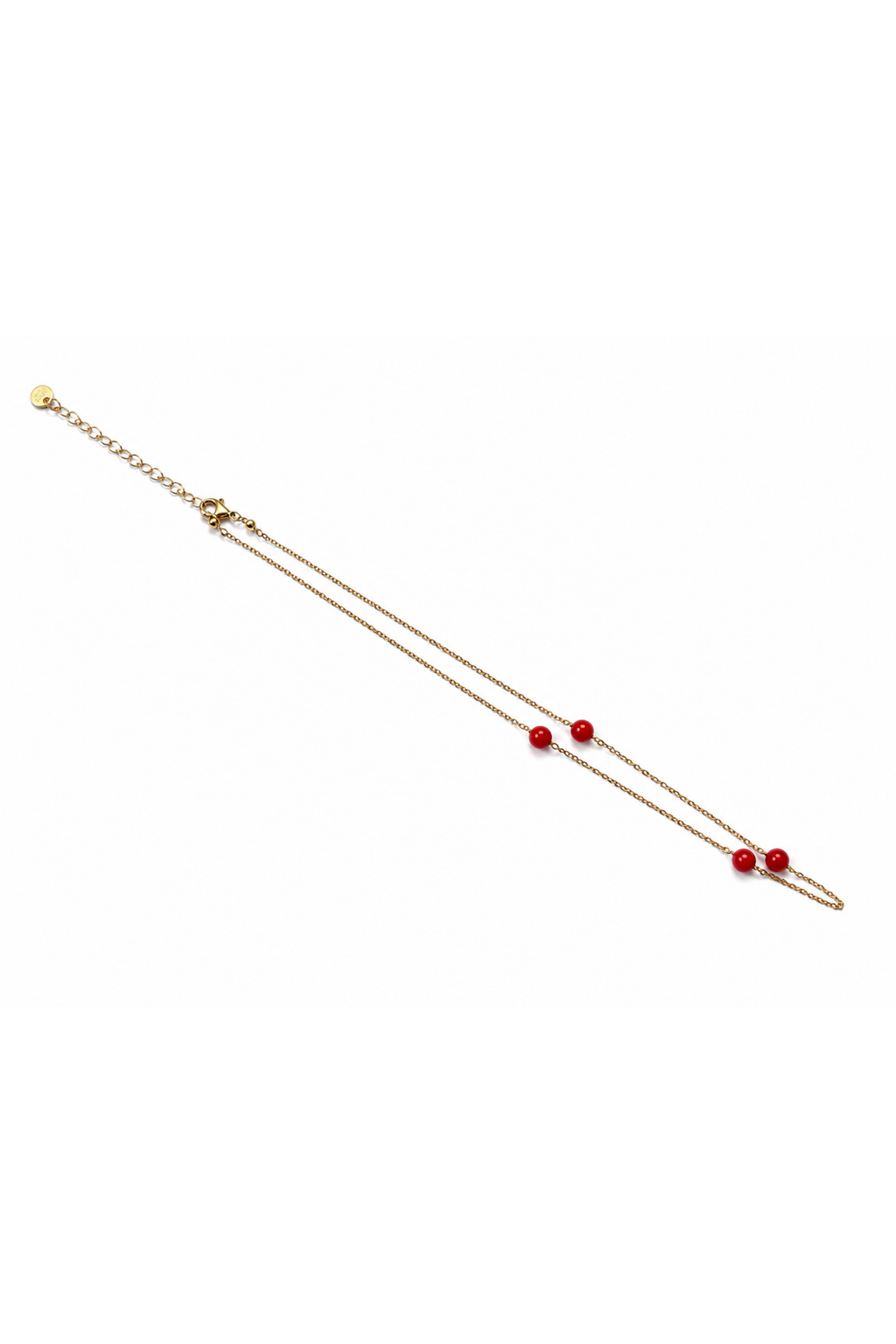 Collana Palline Petite in Oro Giallo di corallo naturale