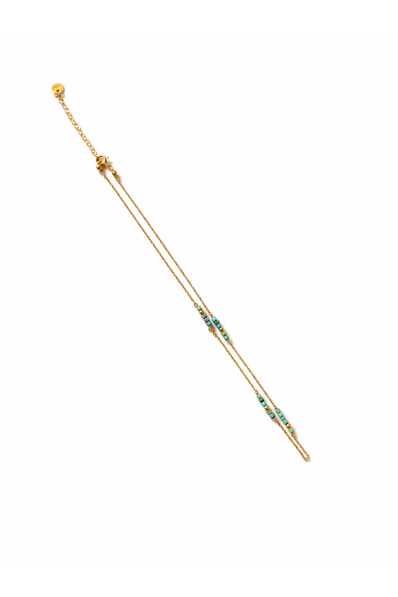 Saint Tropez Petite Necklace in Yellow Gold with turquoise cubes