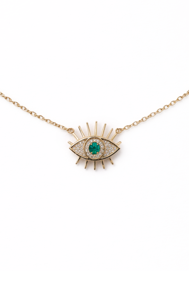 Emerald Eye Yellow Gold Necklace