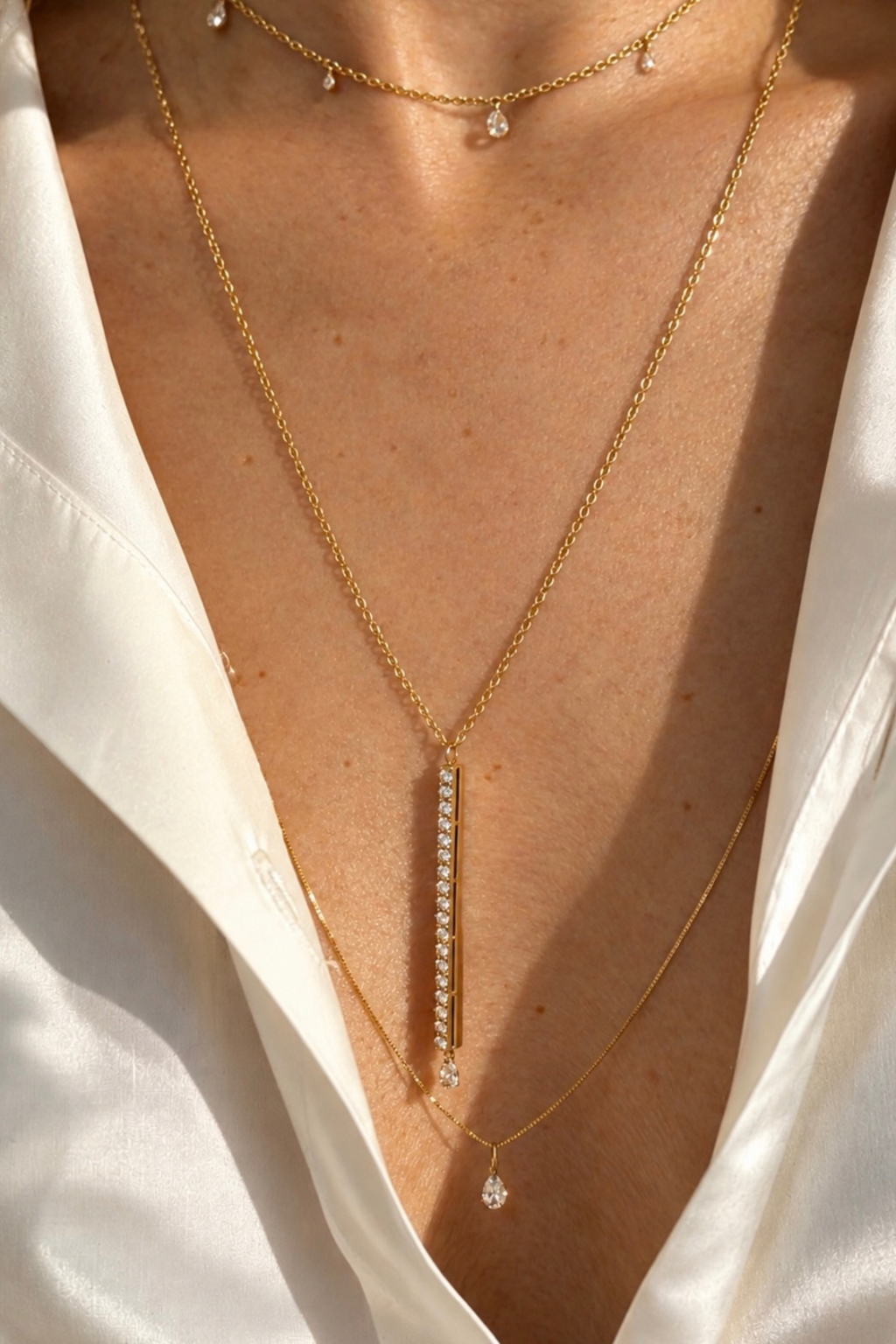 Collana 5 Gocce di Diamante in Oro Giallo