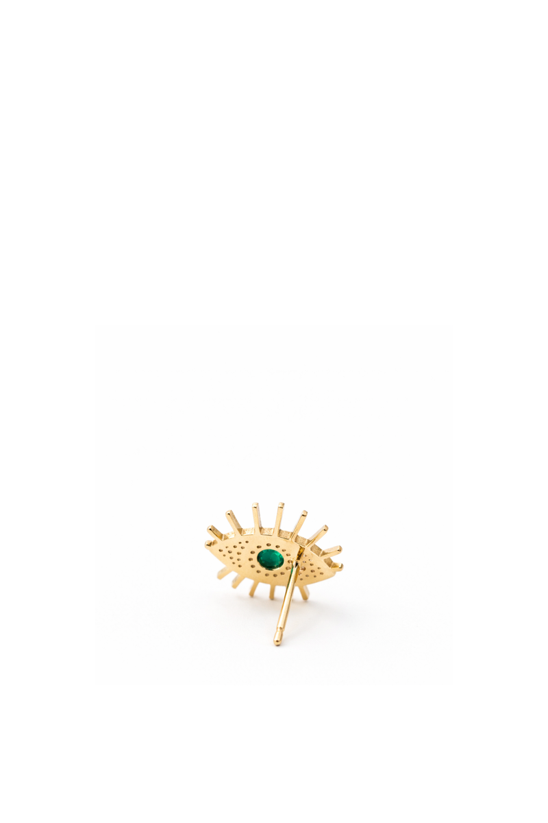Yellow Gold Emerald Eye Earrings
