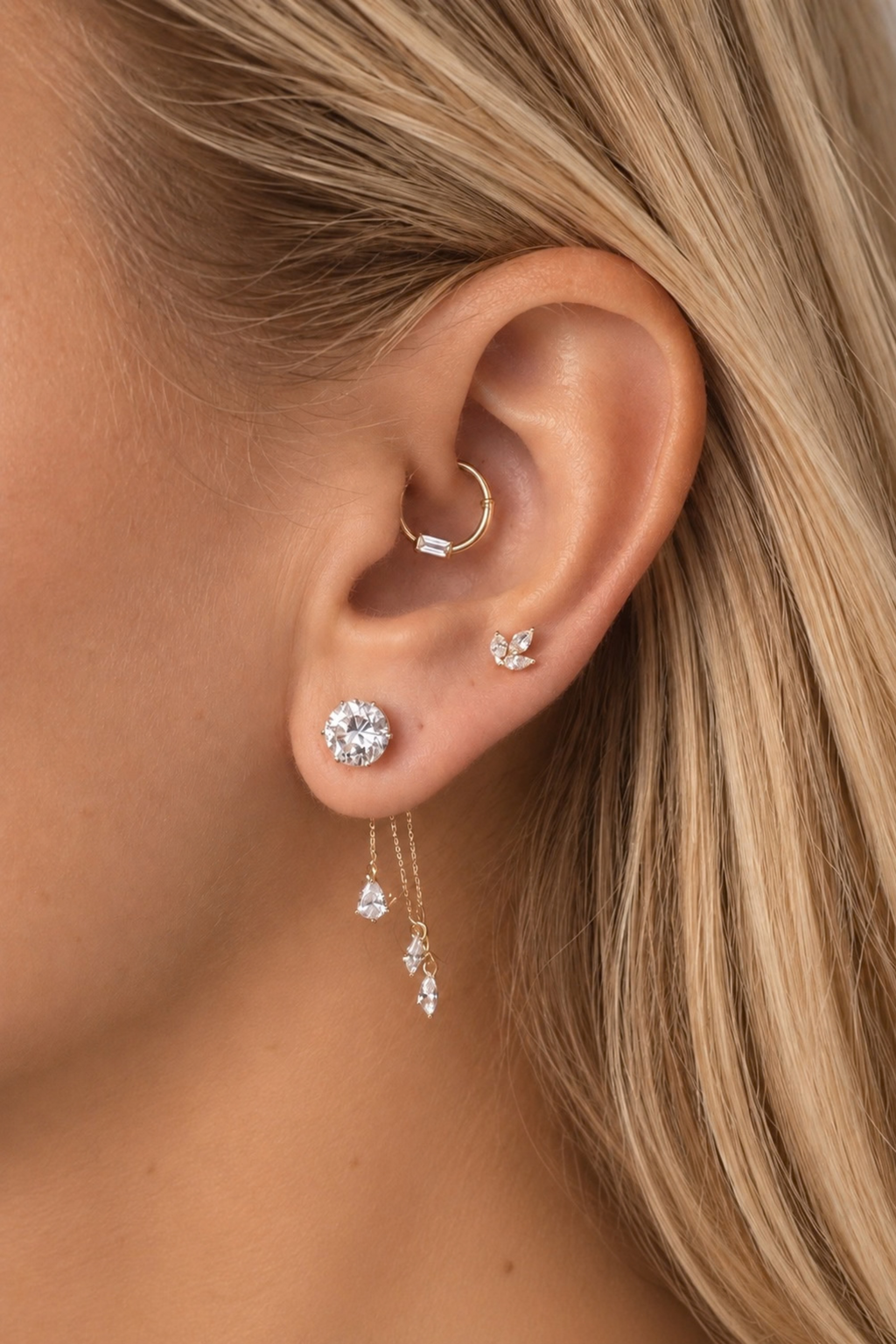 3 Mini Wishes in Yellow Gold and Diamond Drops