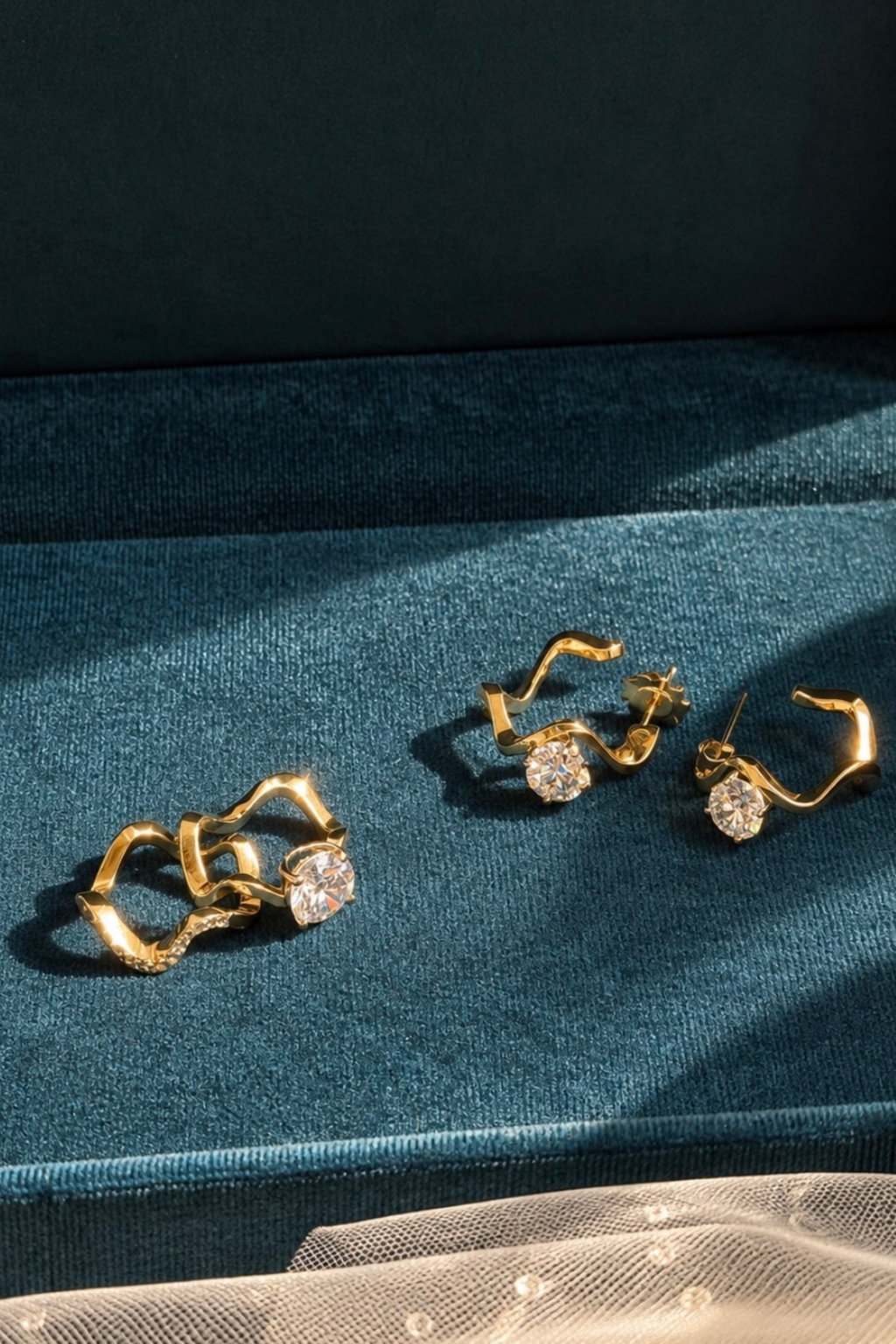 Yellow Gold and Diamond Wave Wedding Band