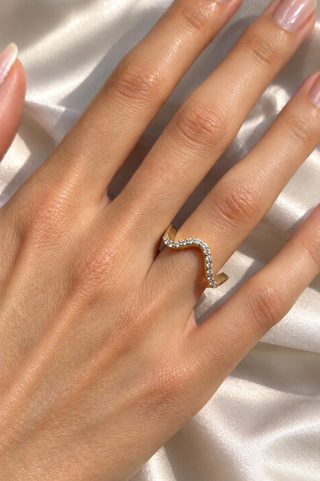 Yellow Gold and Diamond Wave Wedding Band
