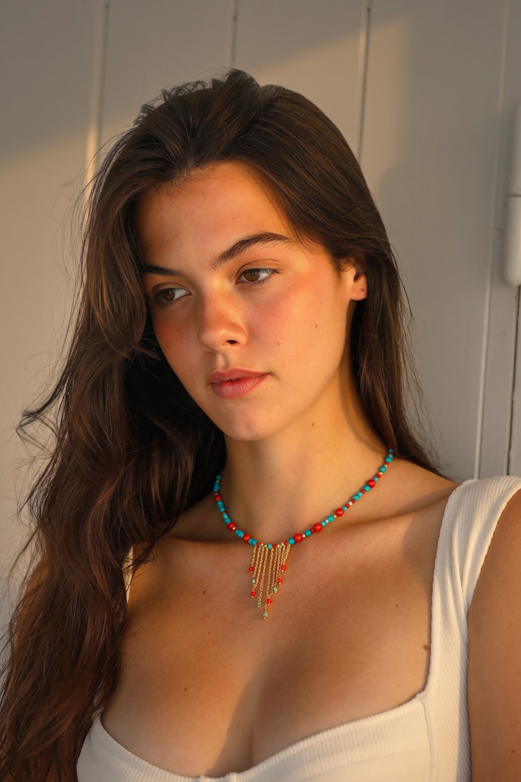 Collana Gypsy in Argento con turchese e corallo