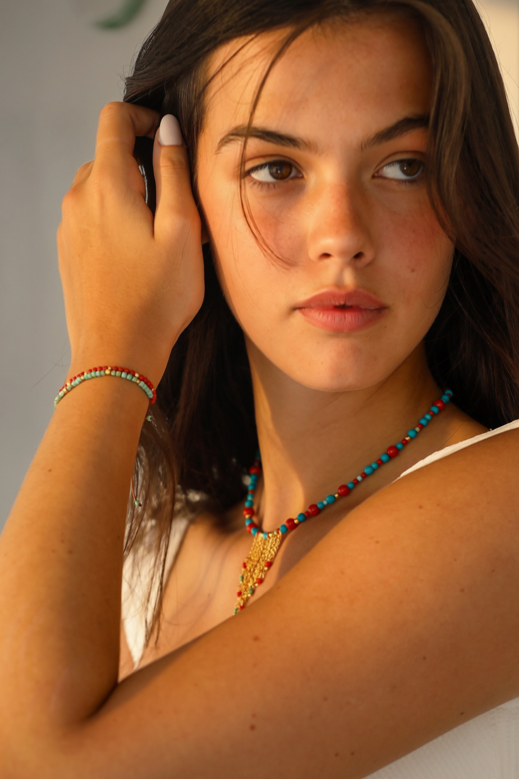 Collana Gypsy in Argento con turchese e corallo