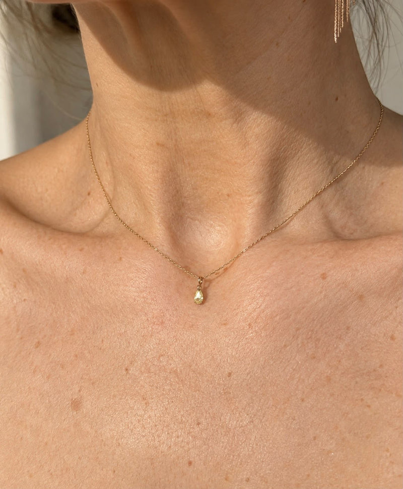 Catena rolò con Goccia di Diamante Giallo in Oro Giallo