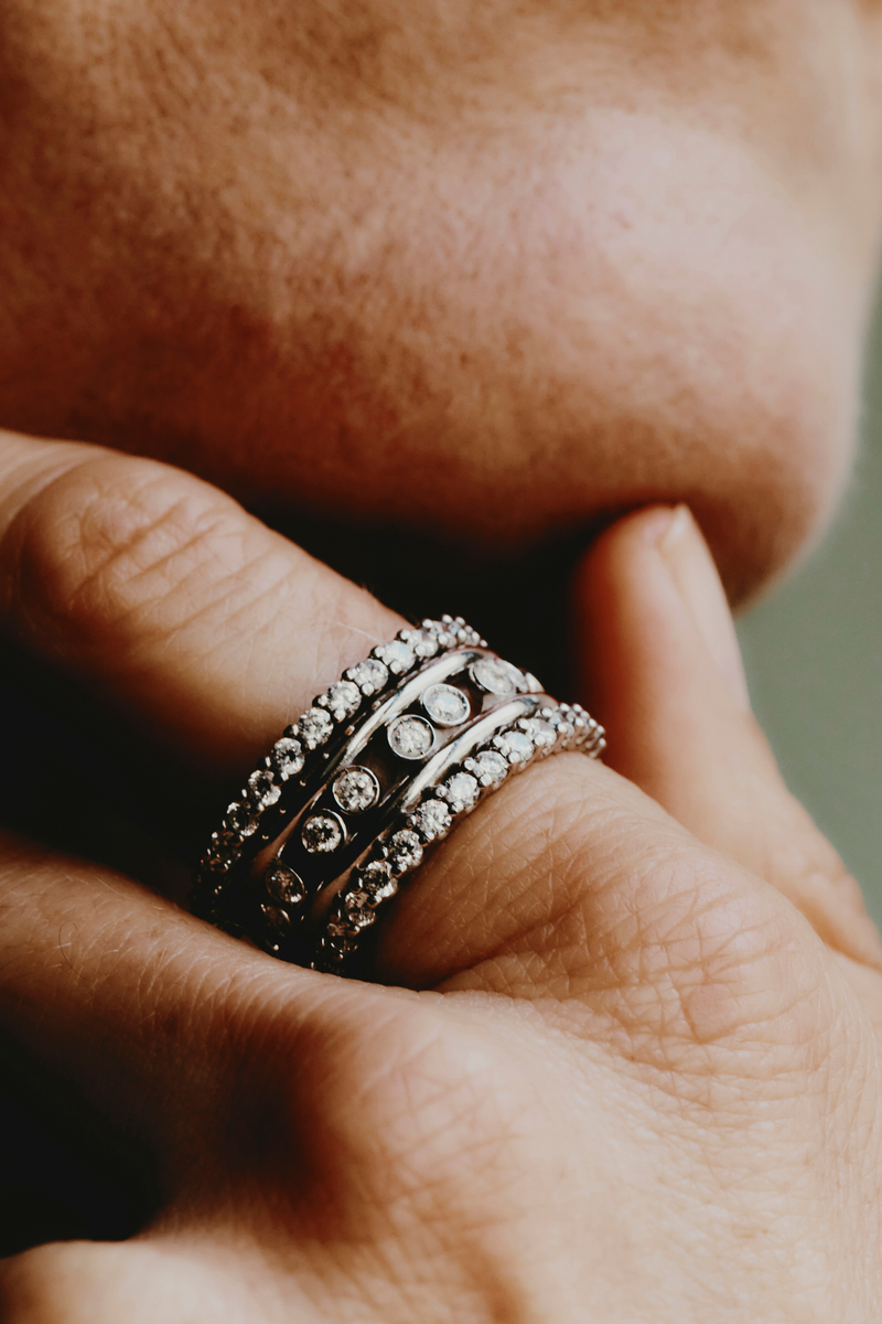 White Gold and Diamond Puzzle Ring