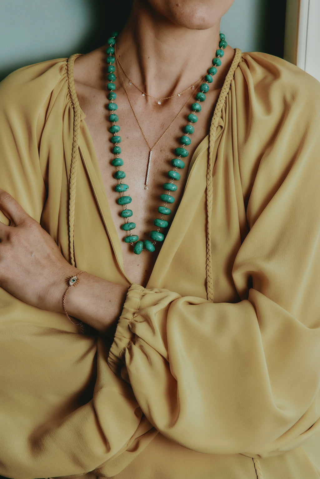 Yellow Gold Emerald Eye Bracelet