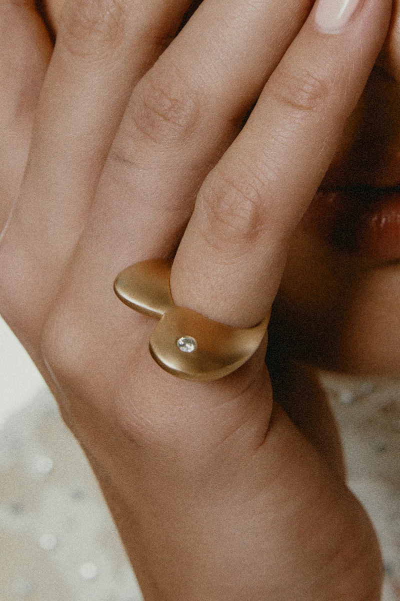 Wrong Heart Ring in Satin Yellow Gold
