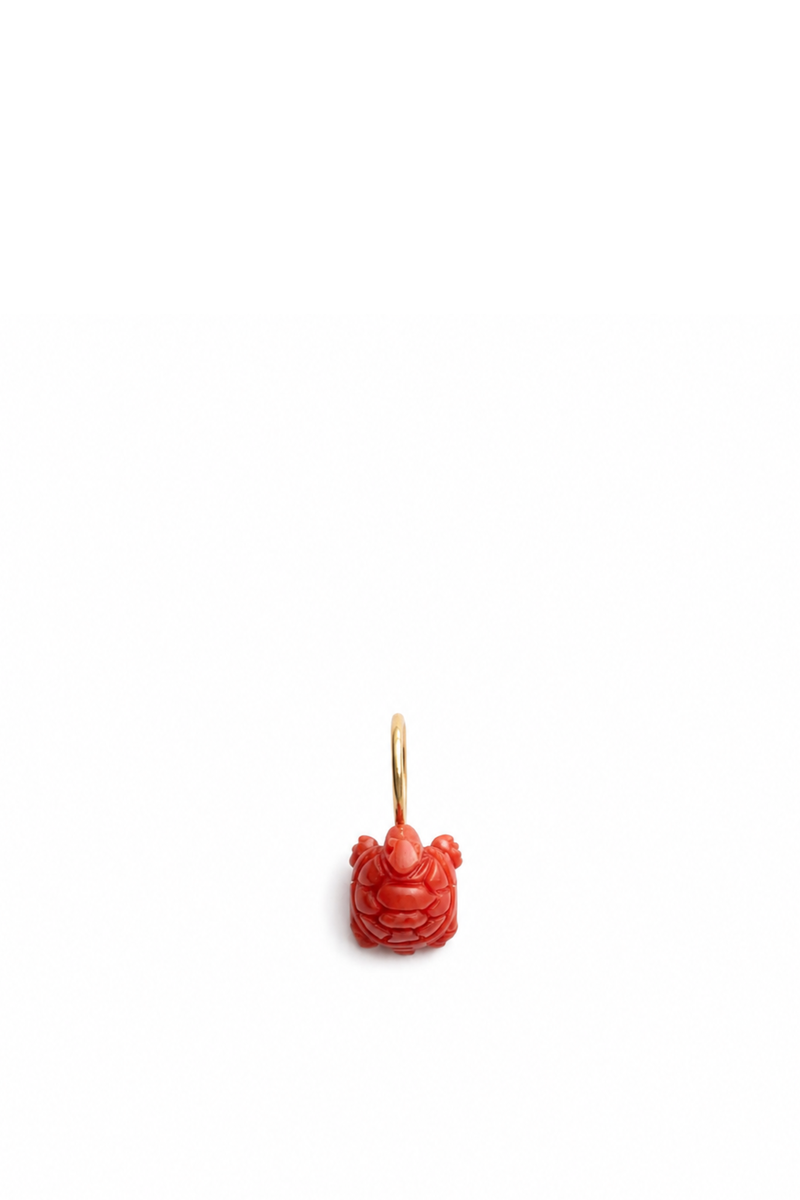Ciondolo Tartaruga di corallo rosso e Oro Giallo
