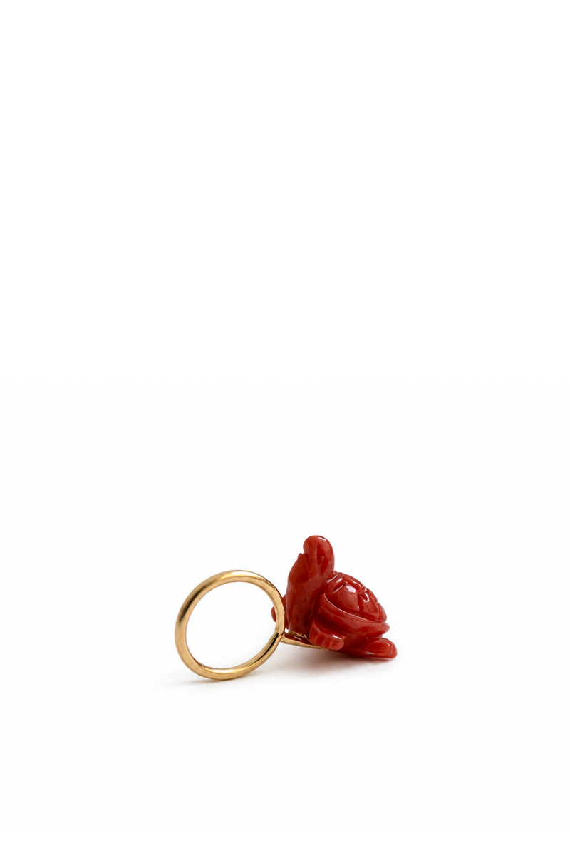 Ciondolo Tartaruga di corallo rosso e Oro Giallo