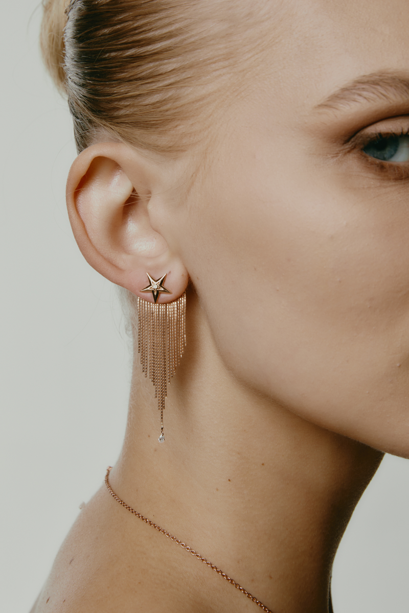 Orecchino Stella in Oro Rosa