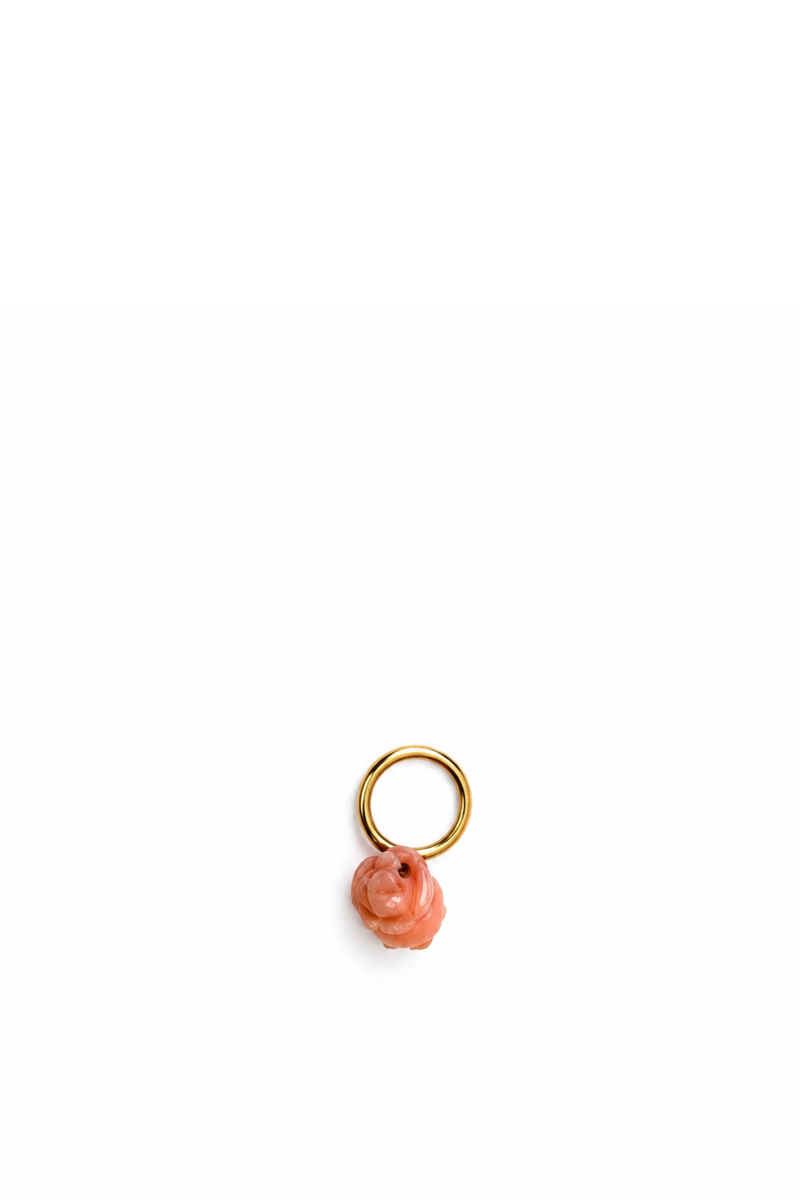 Ciondolo Maialino di corallo rosa e Oro Giallo
