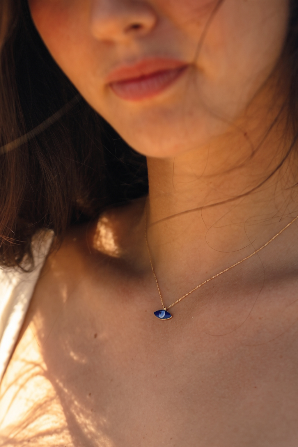 Collana Occhio smaltato in Oro Giallo