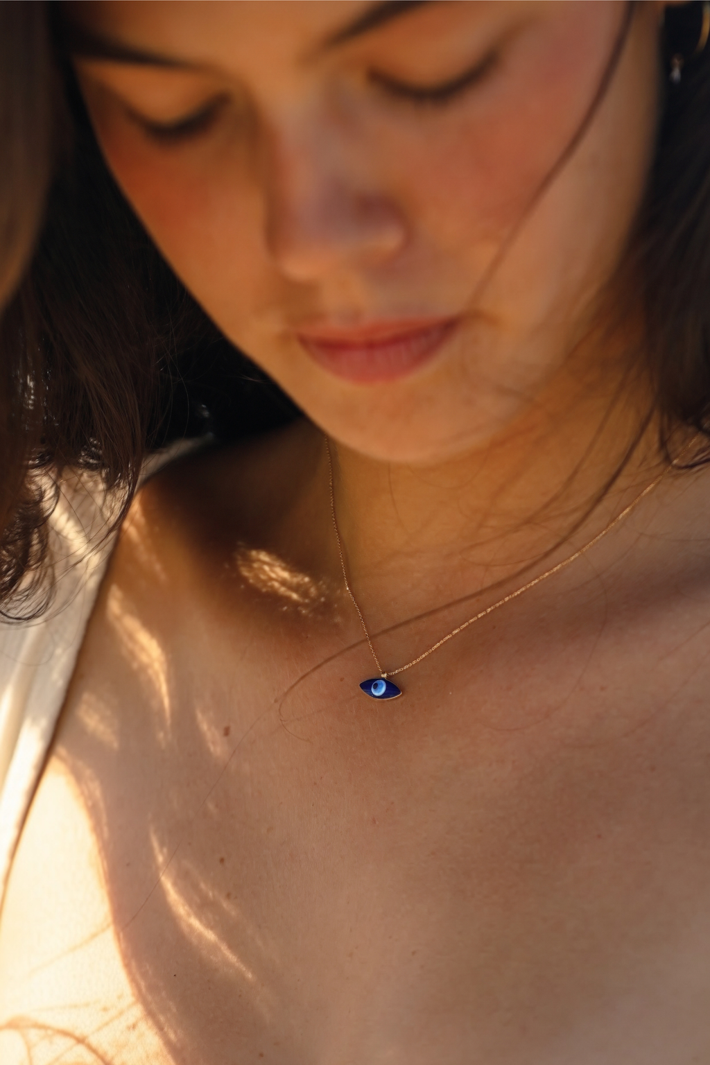 Collana Occhio smaltato in Oro Giallo