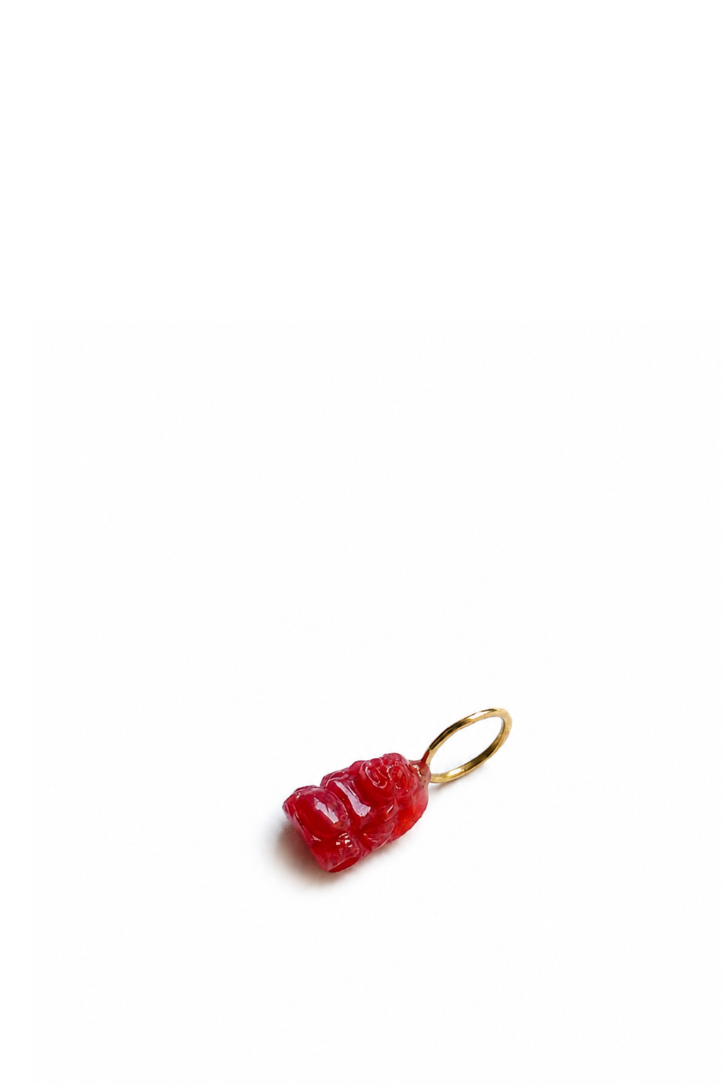 Ciondolo Mini Buddha di corallo rosso e Oro Giallo