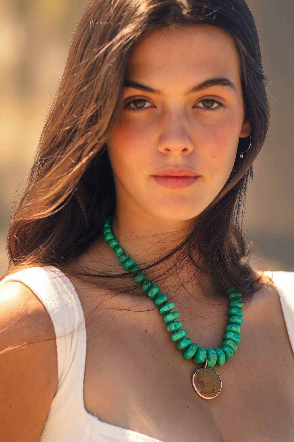 Collana di turchese verde dell'Amazzonia