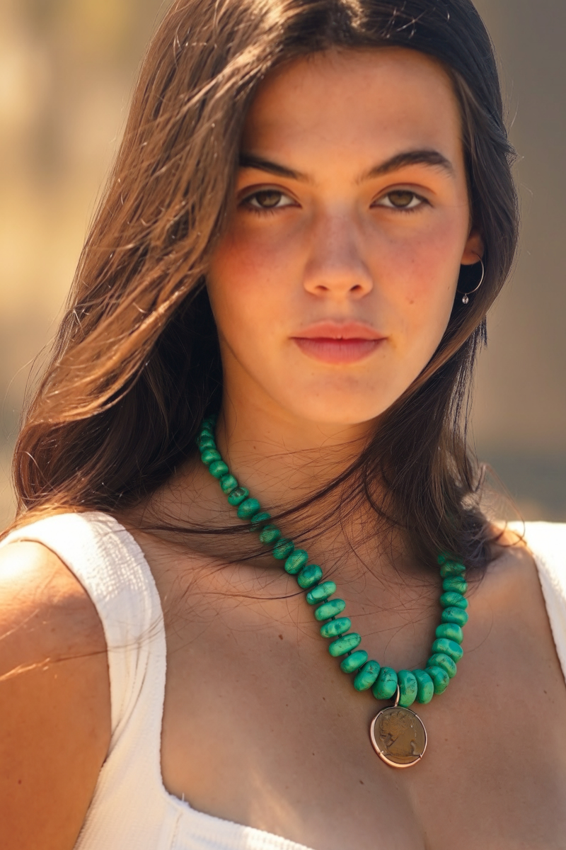 Collana di turchese verde dell'Amazzonia