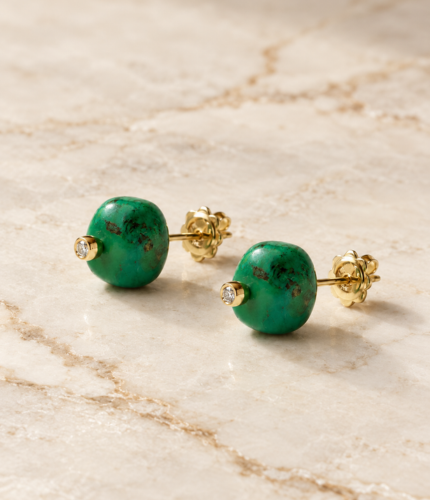 Orecchini di turchese verde e Diamanti