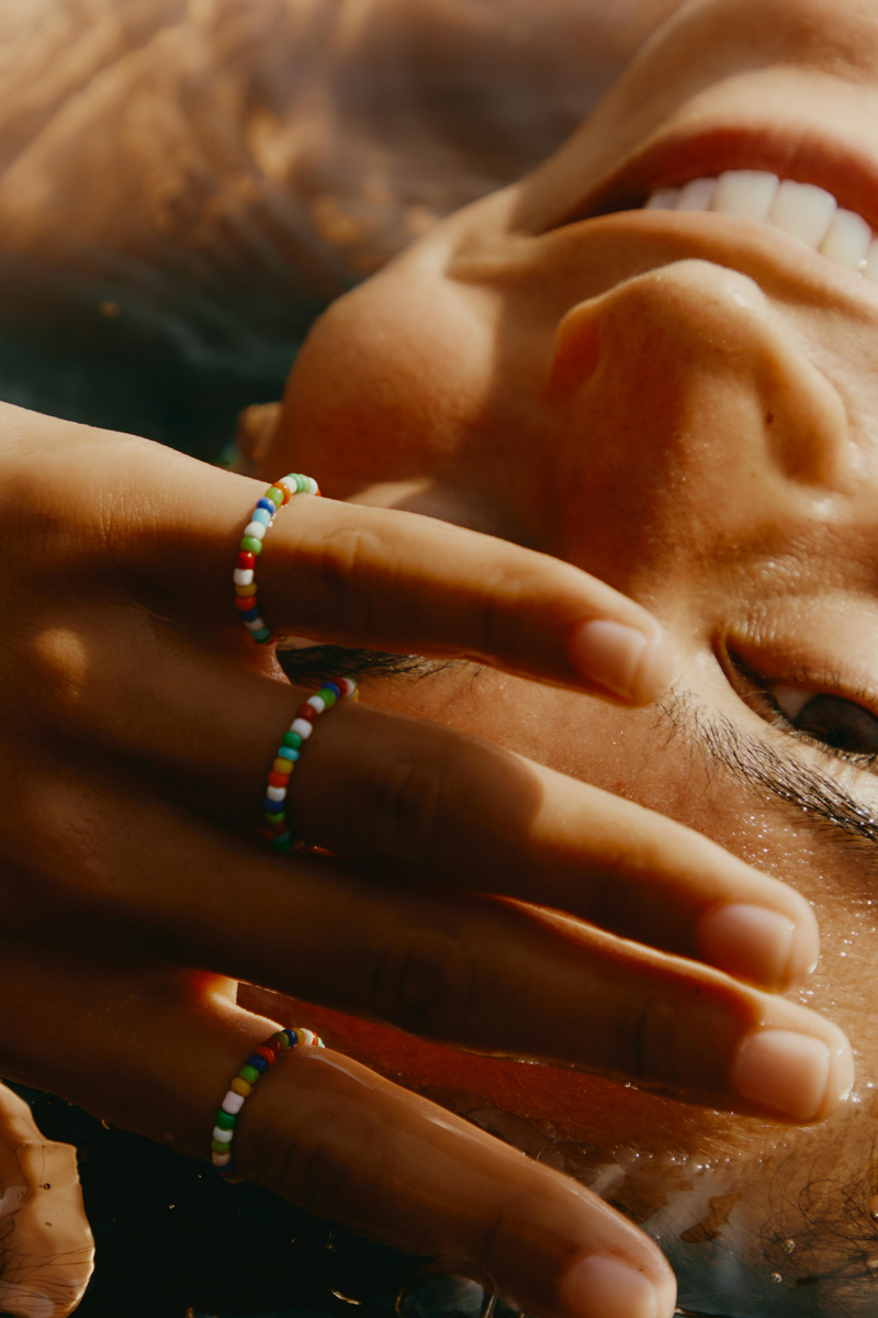 Saint Tropez band ring with Yellow Gold beads
