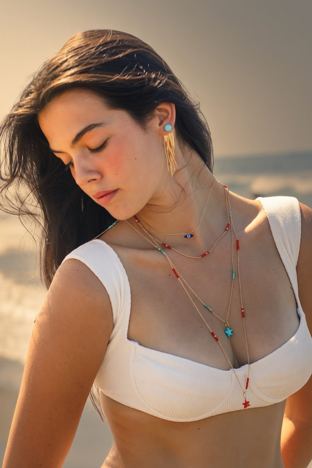 Collana Saint Tropez in Argento con perline di corallo
