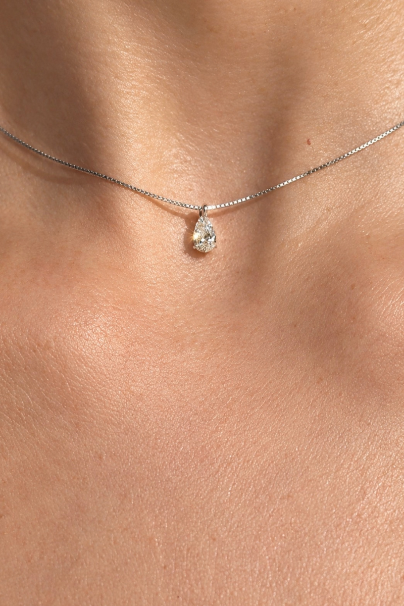 Venetian chain with Diamond Drop in White Gold