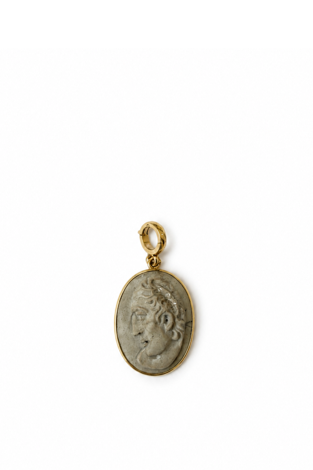 Achille Pendant in Lava Stone and Yellow Gold