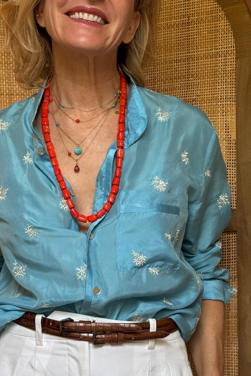 Collana Palline Petite in Oro Giallo di corallo naturale