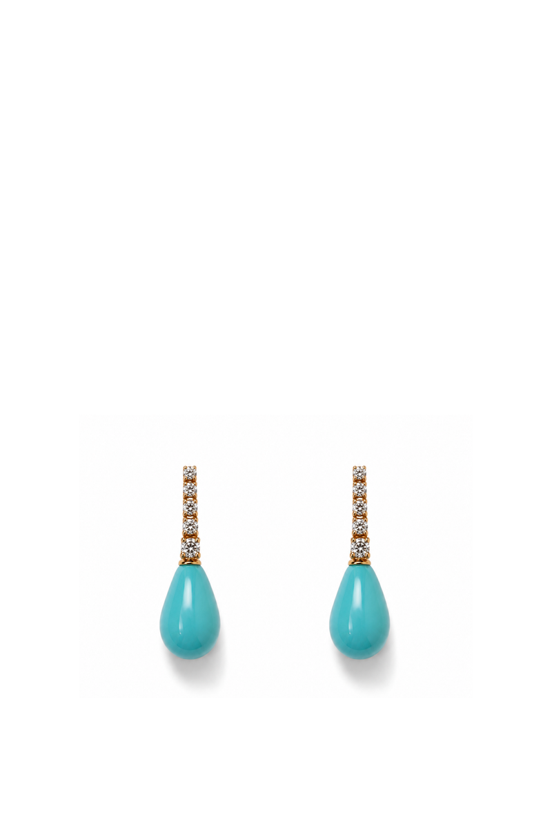 Turquoise Teardrop Earrings with White Sapphires