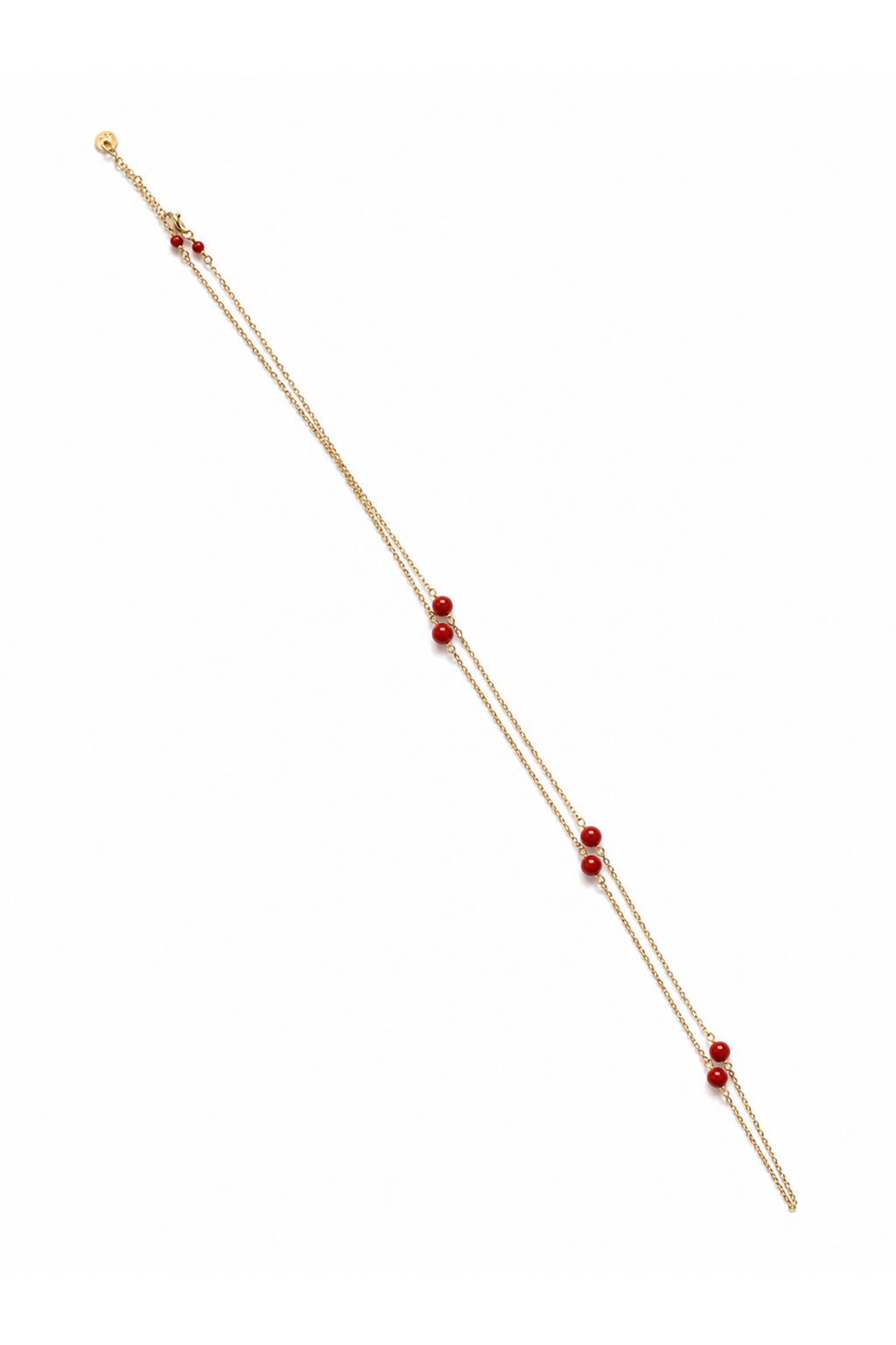 Collana Palline in Oro Giallo di corallo naturale
