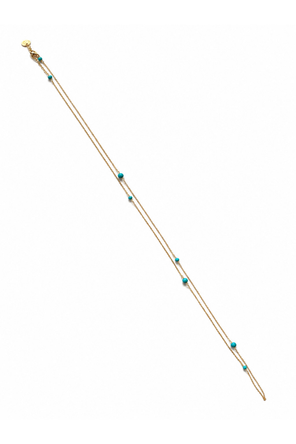 Collana Palline in Oro Giallo di turchese naturale