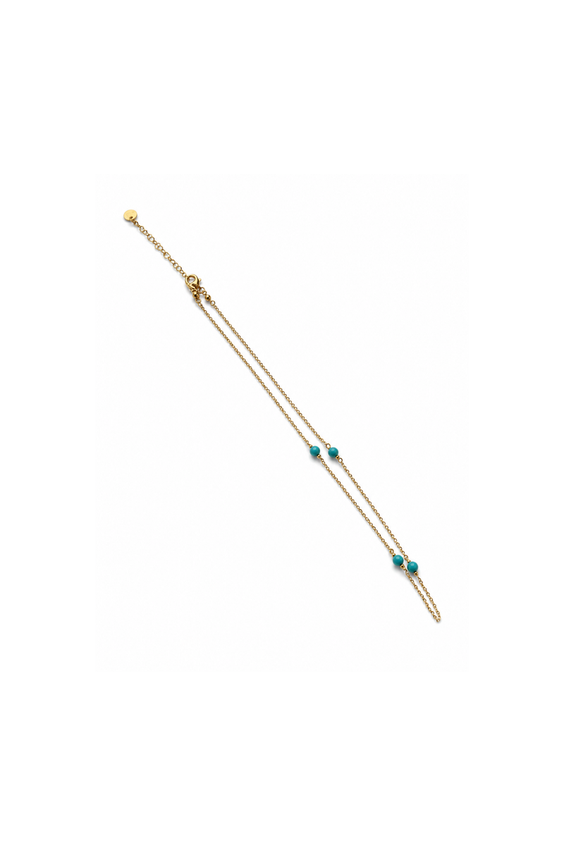 Natural Turquoise Petite Ball Necklace in Yellow Gold