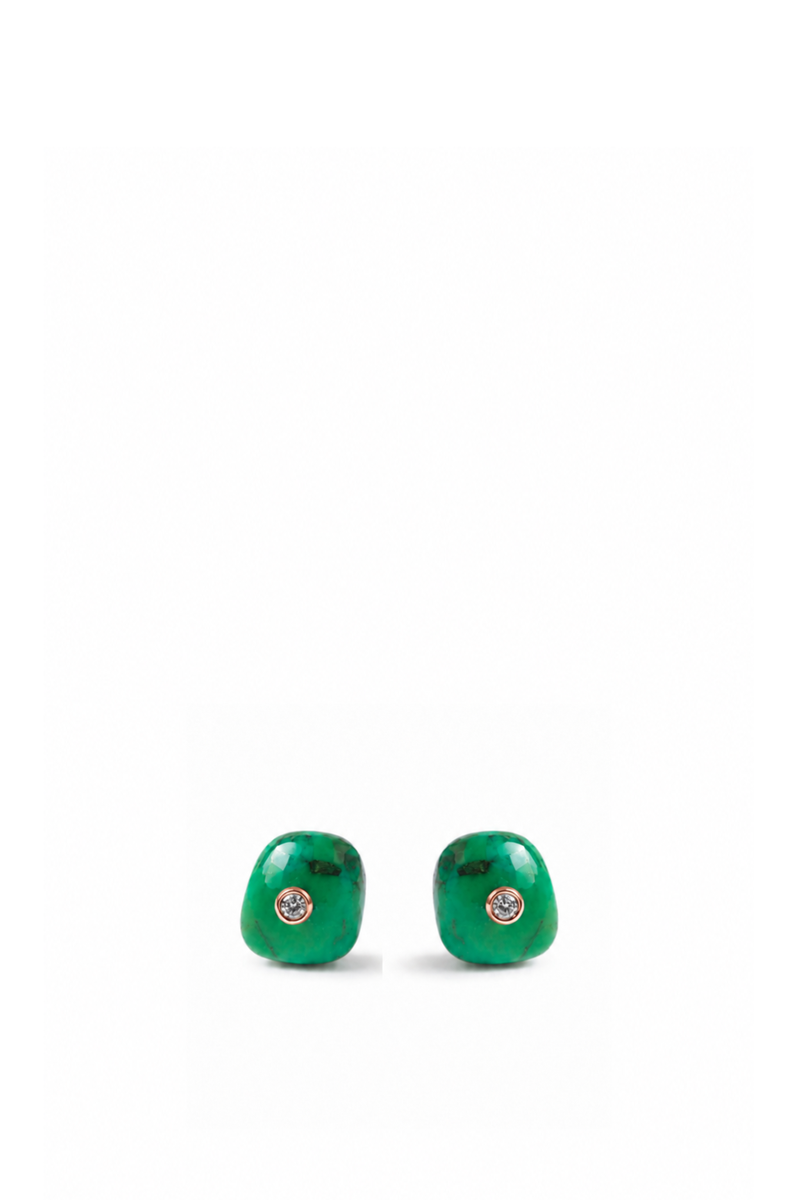 Orecchini di turchese verde e Diamanti in Oro Rosa