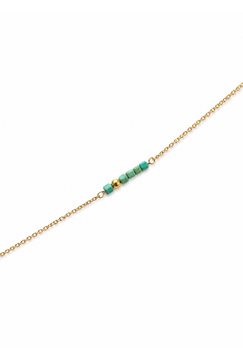 Collana Saint Tropez in Oro Giallo con cubotti di turchese