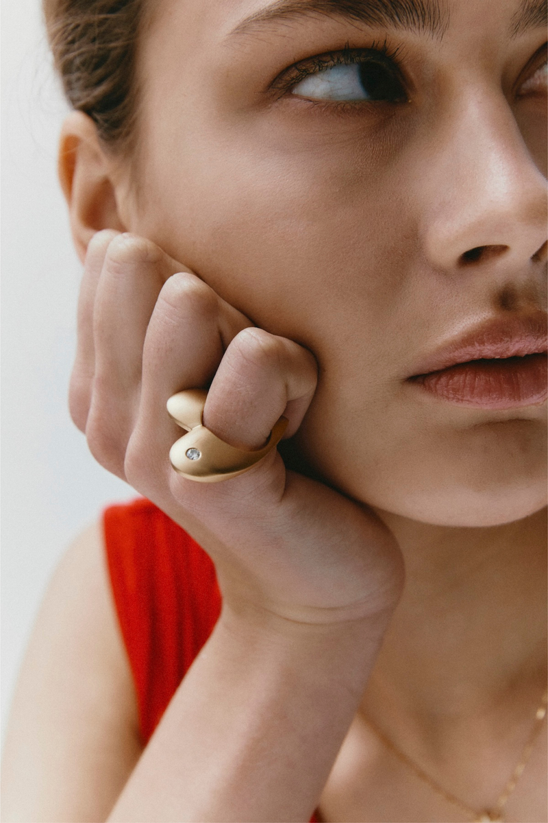 Wrong Heart Ring in Satin Yellow Gold