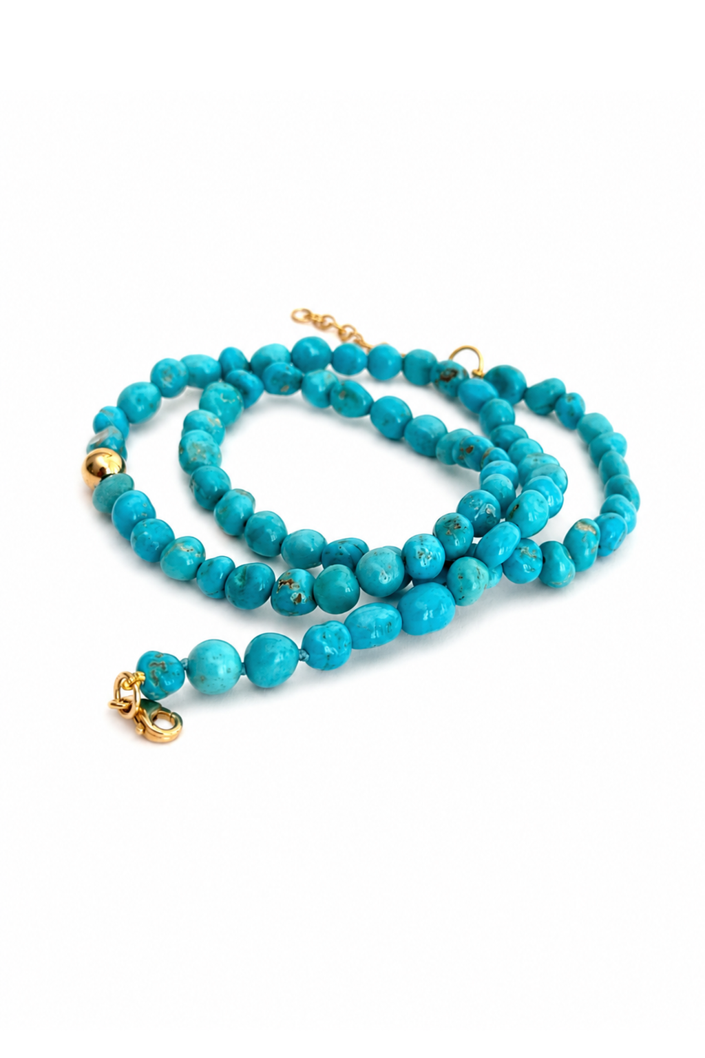 Turquoise Bead and Yellow Gold Choker