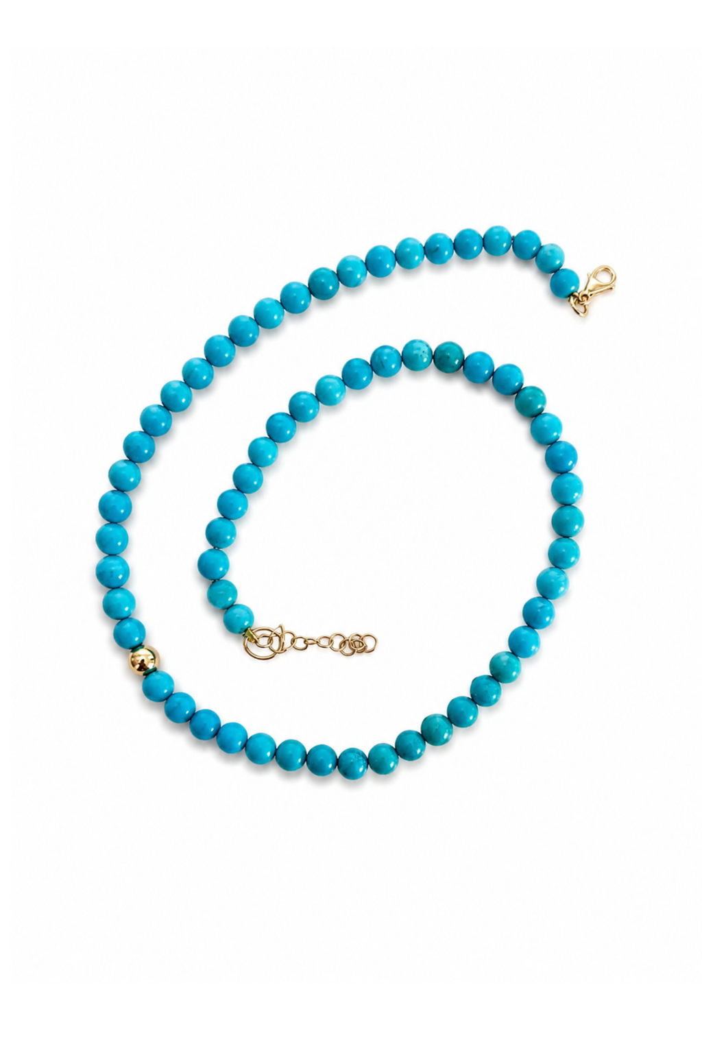 Turquoise Bead and Yellow Gold Choker