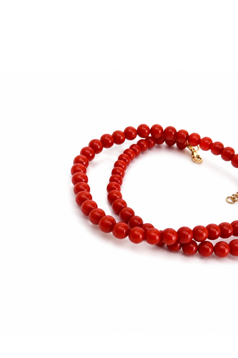 Choker Palline di corallo e Oro Giallo