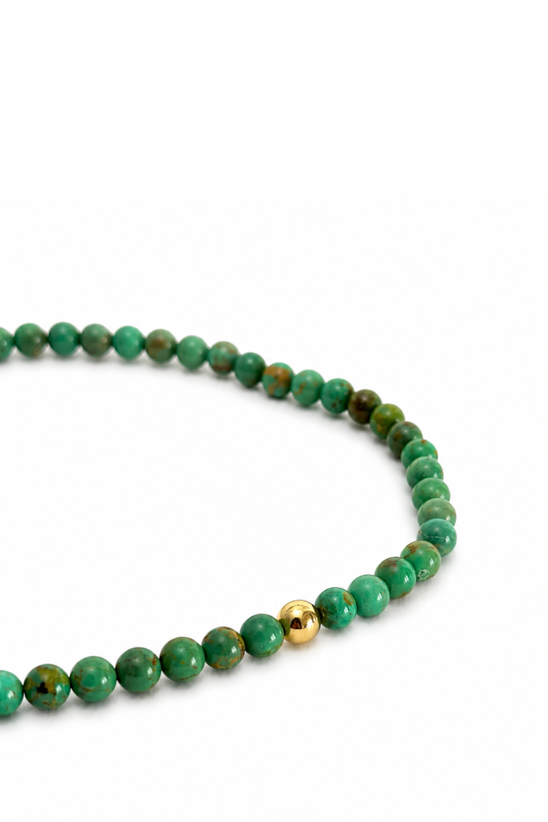 Choker Palline di turchese verde e Oro Giallo