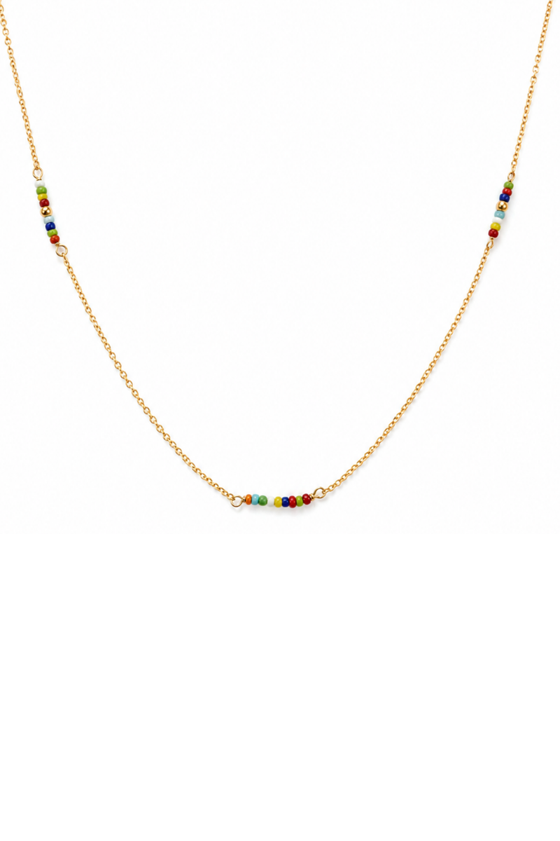 Saint Tropez Petite Necklace in Yellow Gold with Glass Beads