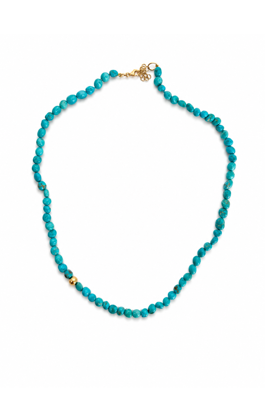 Turquoise Bead and Yellow Gold Choker